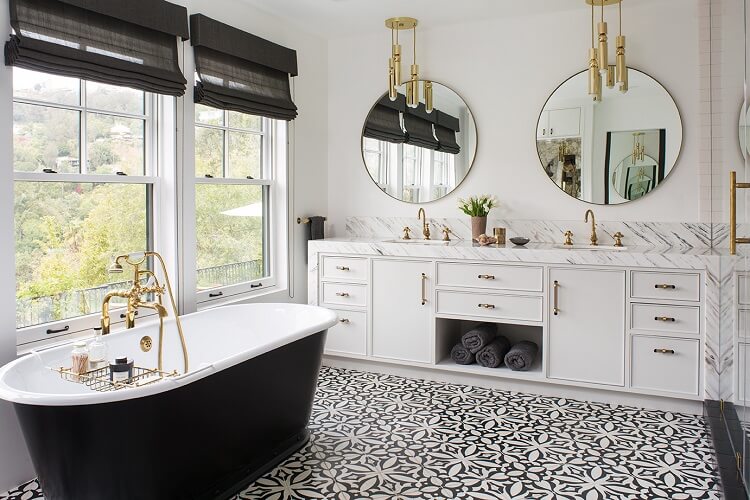 Những mẫu thiết kế nội thất phòng tắm đen trắng ấn tượng