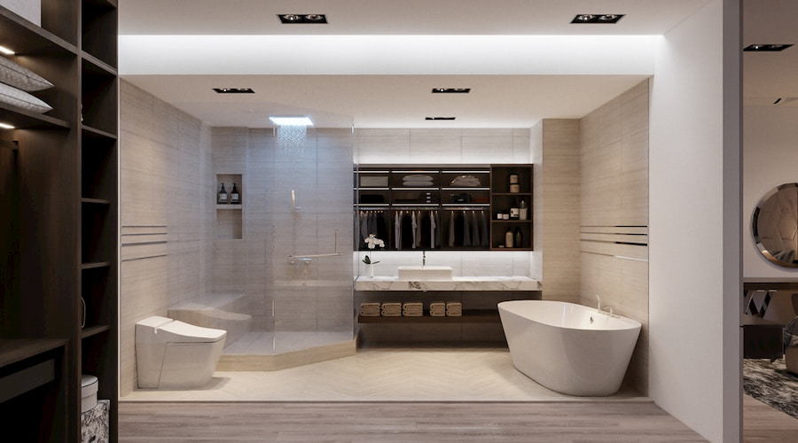 Thiết kế nội thất Penthouse sang trọng và quyến rũ nhờ phòng tắm mở