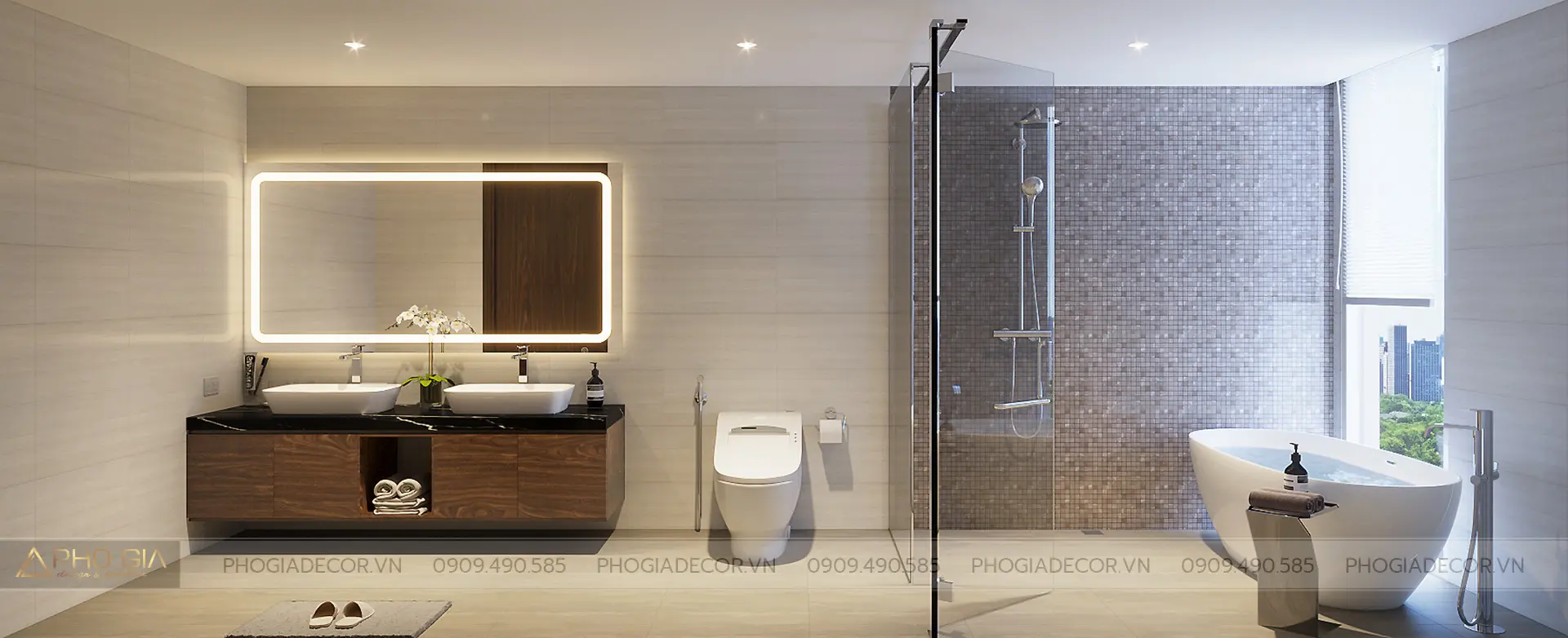 Phòng WC được thiết kế lại rộng rãi và tiện nghi