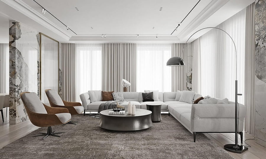 Thảm trải sàn - giải pháp linh hoạt cho phòng khách trong thi công nội thất villa Biên Hòa Đồng Nai