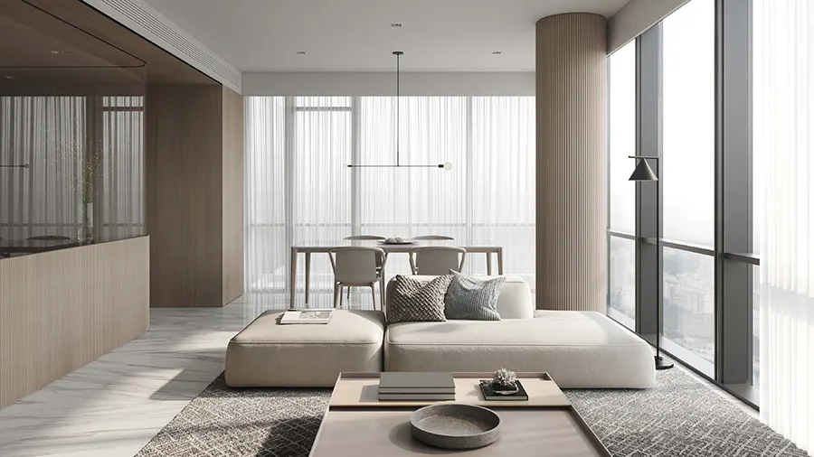 Ánh sáng là yếu tố thẩm mỹ không thể tách rời không thể thiếu trong thiết kế nội thất penthouse phong cách minimalism.