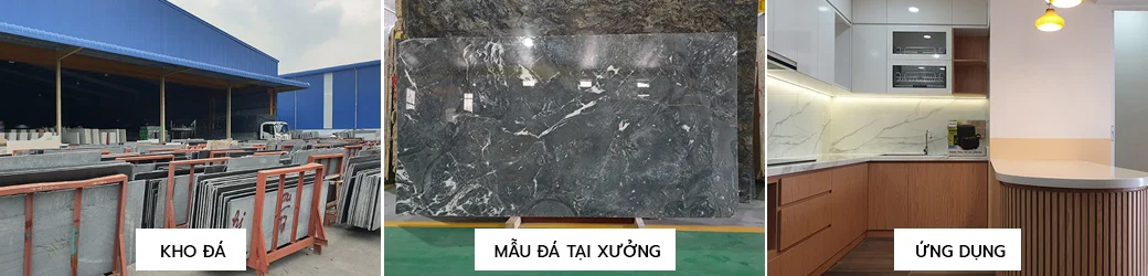 Vật liệu đá – Xưởng sản xuất Phố Gia 300m2 kết hợp (Đá là dòng vật liệu sử dụng cho mặt bàn Bếp nấu, mặt bàn Lavabo, Bàn ăn, Lát bậc cầu thang…).