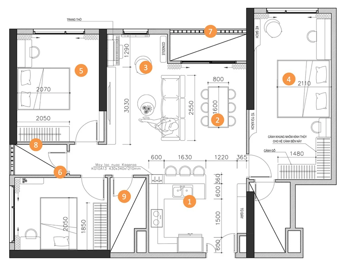 Thiết kế nội thất Vinhomes Grand Park Q9 3 Phòng ngủ đẹp, sang trọng