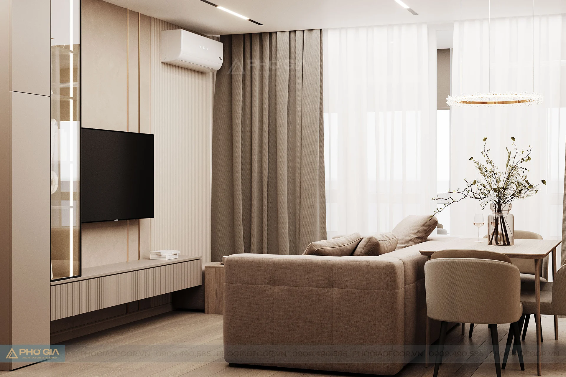 Thiết kế nội thất Căn hộ Saigon Pearl 90m2 sang trọng, ấm cúng