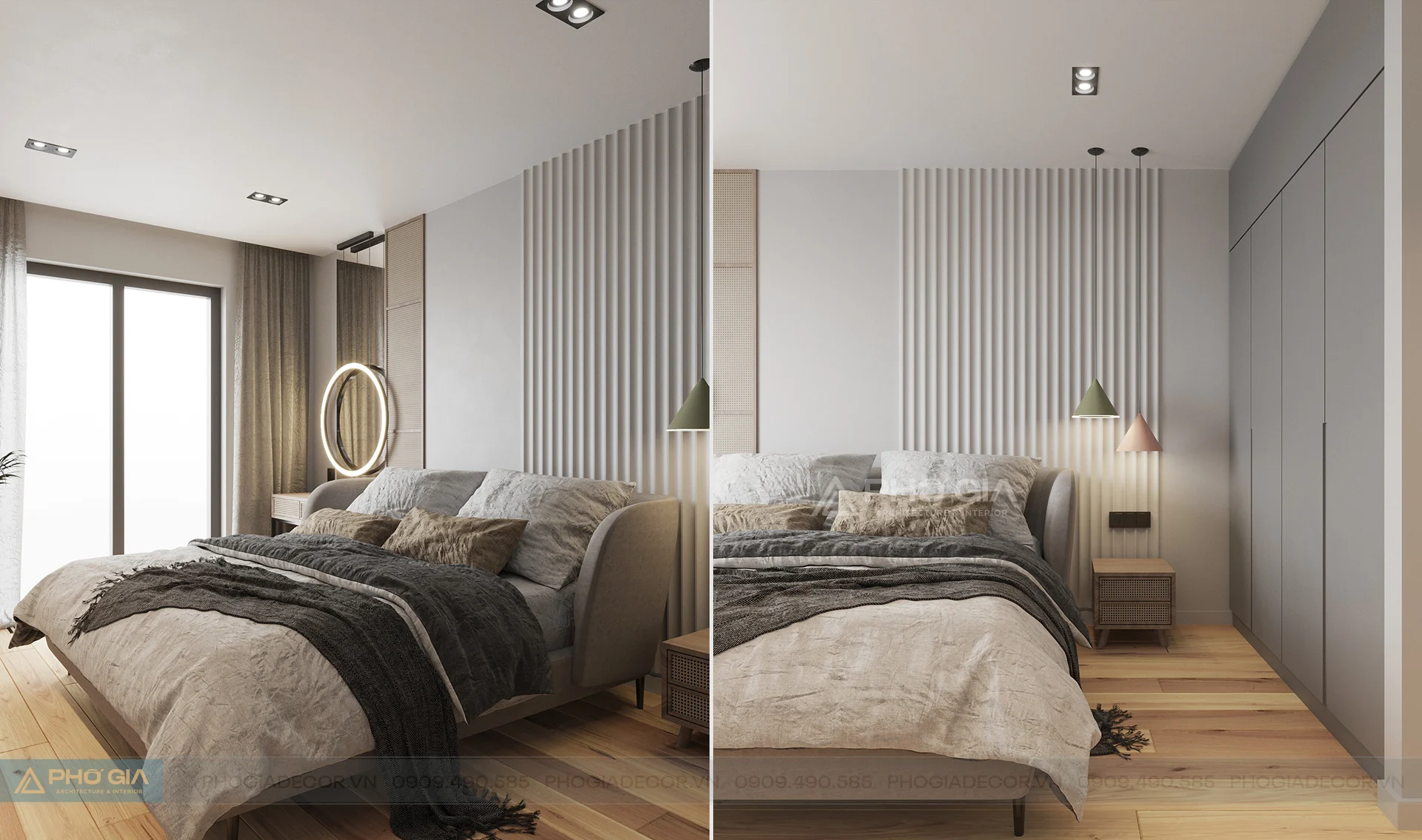 Thiết kế nội thất Căn hộ Palm Heights 2PN Japandi thư giãn, ấm áp