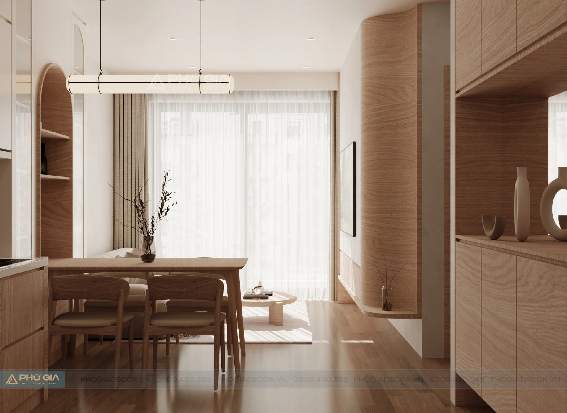 Nội thất Căn hộ Eco Green 2PN - Japandi mộc mạc, thư thái