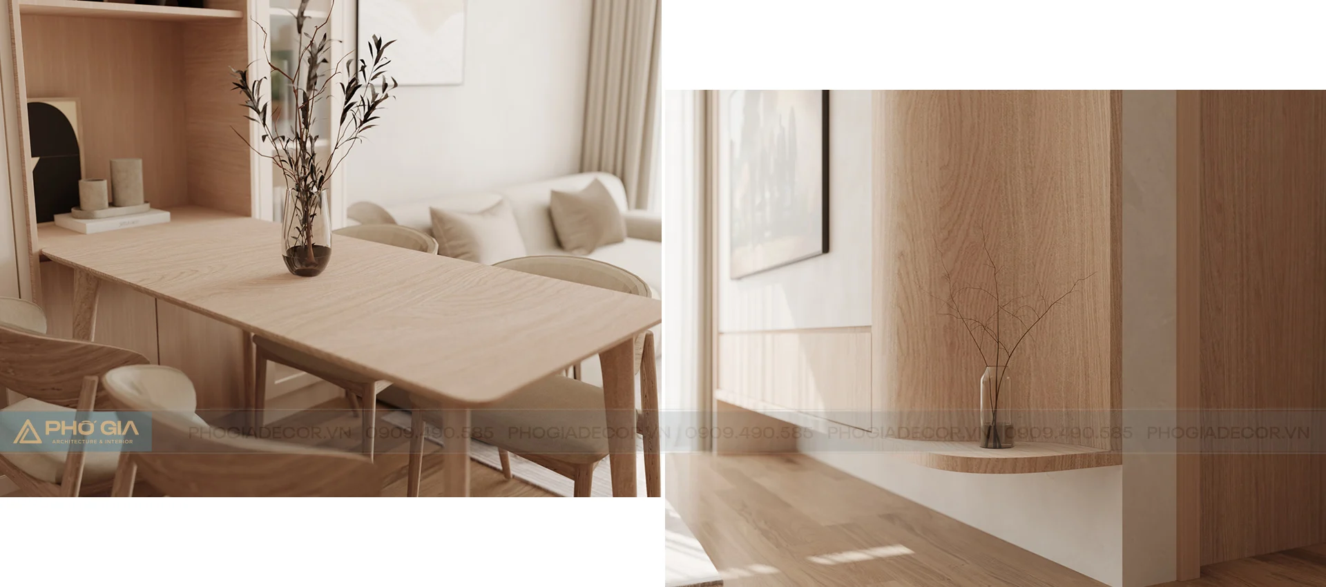 Nội thất Căn hộ Eco Green 2PN - Japandi mộc mạc, thư thái